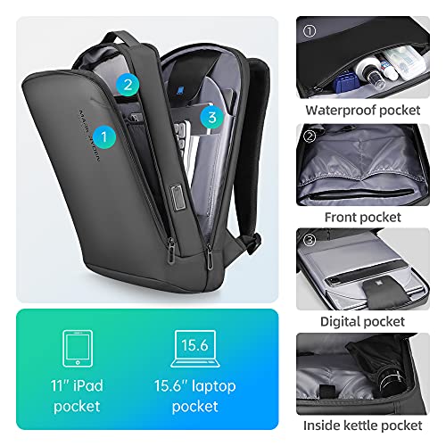 MARK RYDEN Slim Laptop Backpack for Men, High Tech Backpack with Scratch Resistant Shell and USB Charging Port, Waterproof Business Backpack Ideal for Working, Commuting, Daily2