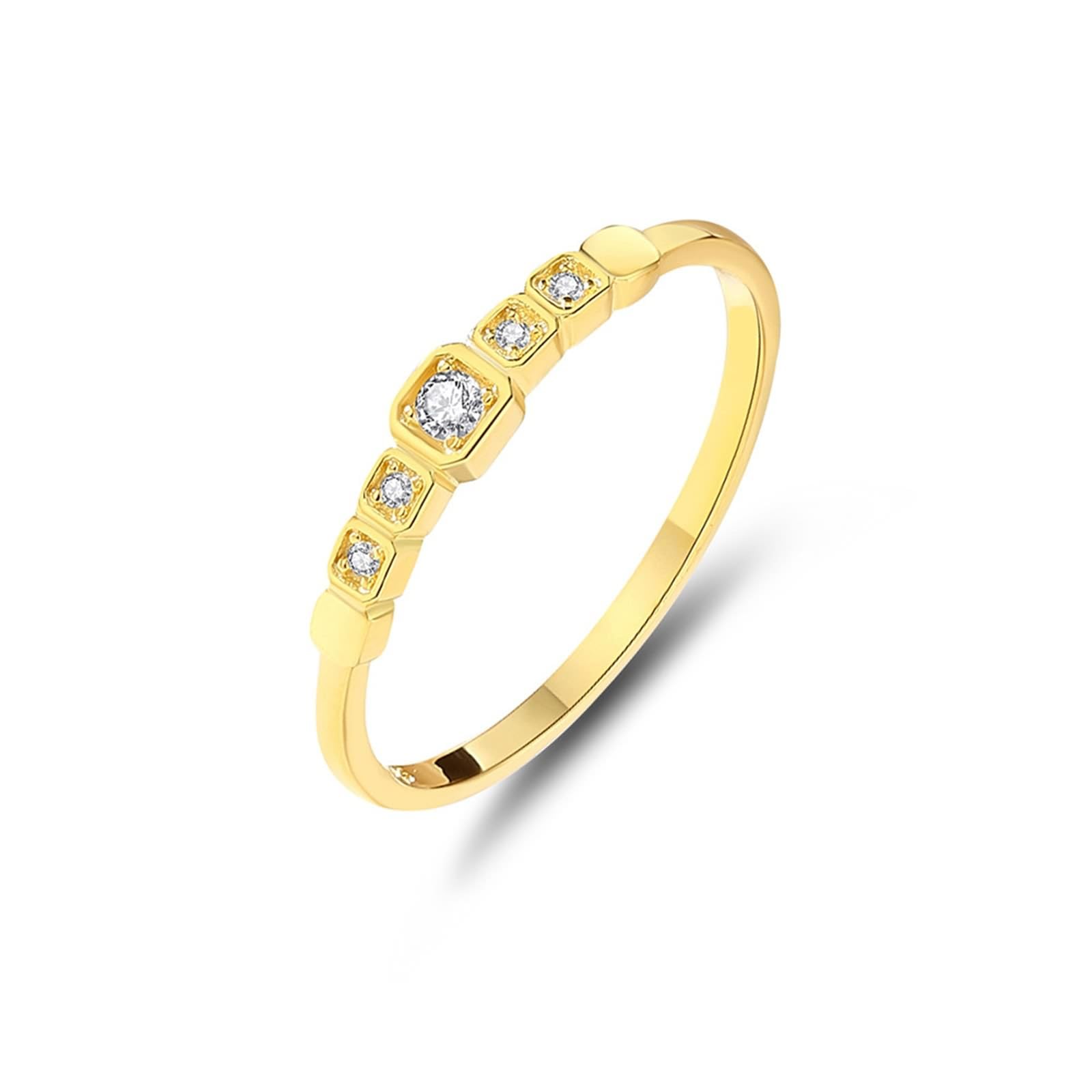 KnSam Anillo de solicitud auténtico de oro de 9 K/14 K/18 K, anillo de pareja apilable con diamante, alianzas de oro amarillo Au 375/585/750, talla 47-65