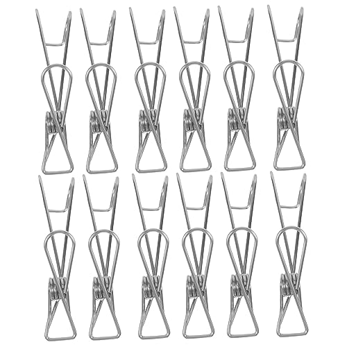OHPHCALL 12pcs Stainless Steel Shower Hooks Clips for Hangers Over Door Towel Rack Glass Shower Door Hanger Bathroom Towel Hooks