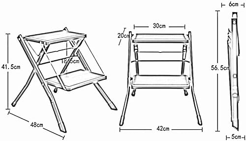 Miniatura 2 de ZSEDP - Taburete plegable de acero pesado con escalón de 2 escalones, multifunción, portátil, con alfombrilla antideslizante, montaje simple