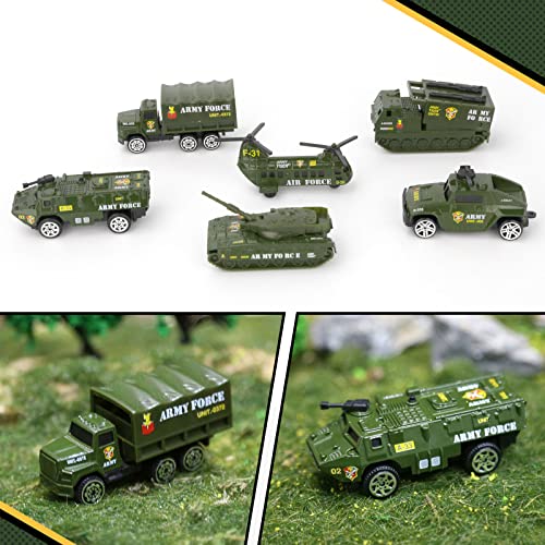 Diecast Military Vehicles Army Toy Mini Pocket Size Play Models Truck Tanks Helicopter for Kids Boys Age 3 4 5,Pack of 6 - Image 5