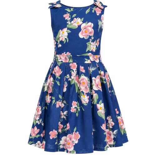 Image of Miss Lavish London Kid Dress for Girls, Shoulder Bow Printed Party Dress, Summer Dress for Girls, Kids Printed Dress for Birthday, Vacation, Wedding & Festival Girls Dresses