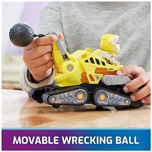 Image of Paw Patrol: The Mighty Movie, Construction Toy Truck with Rubble Mighty Pups Action Figure, Lights and Sounds, Kids Toys for Boys & Girls 3+