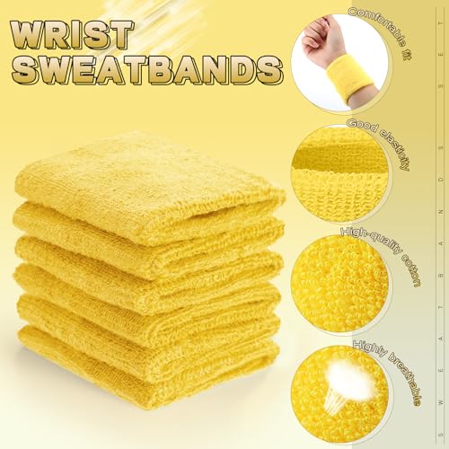 Image of 60 Pcs Wristband Bulk Sweatbands Neon 80s Sports Tennis Wristband Thick Cotton Gymnastics Adult Sweat Band Absorbent Sweatband for Men Women Party Supply Basketball Football 30 Pair