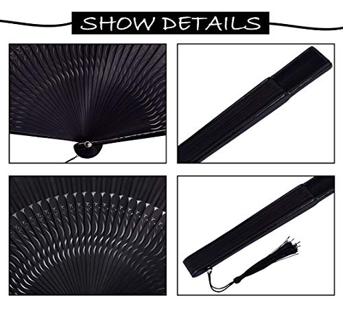 Meifan Long Bamboo Leg Hand Fan Handmade Oriental Vintage Style Hand Held Folding Fans Silk Fan Craft Fan Dance Fan For Women Ladys Girls thumb #2