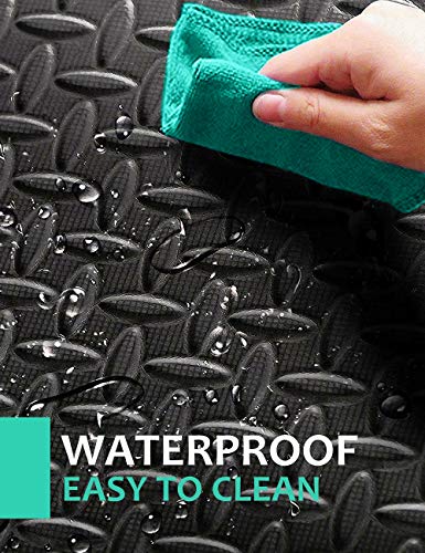 BEAUTYOVO Puzzle Exercise Mat with 12 Tiles Interlocking Foam Gym Mats, 24'' x 24'' EVA Foam Floor Tiles, Protective Flooring Mats Interlocking for Gym Equipment, Black