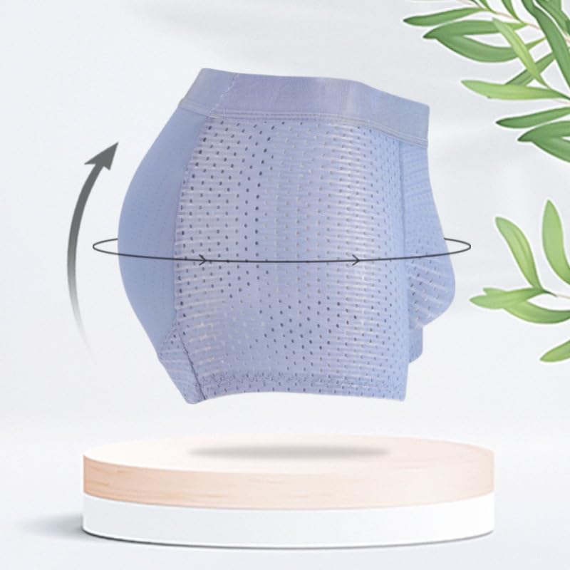 2 Pack Nylon Ice Silk Breathable Men's Butt Lift Underwear,Men's Mesh Padded Hip-Lifting Boxer Brief Enhancer Briefs4