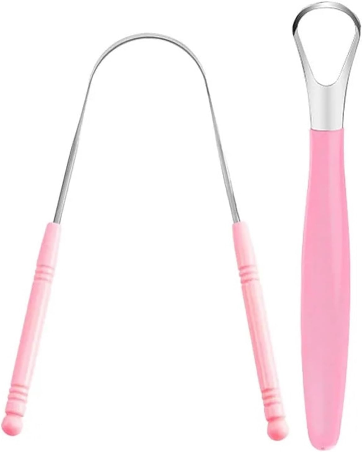 2pcs Stainless Steel Pink Tongue Scraper Set