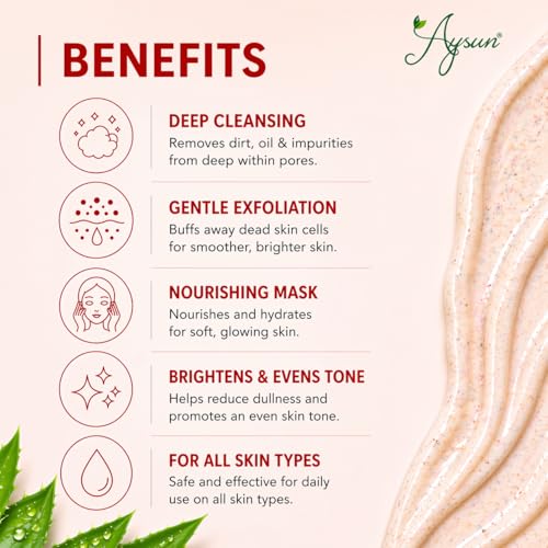 Image of Aysun 3 In 1 Face Wash - Cleanser + Scrub + Mask | Deep Cleanses Exfoliates & Hydrates, Gentle Cleanser For All Skin Types - 100Ml