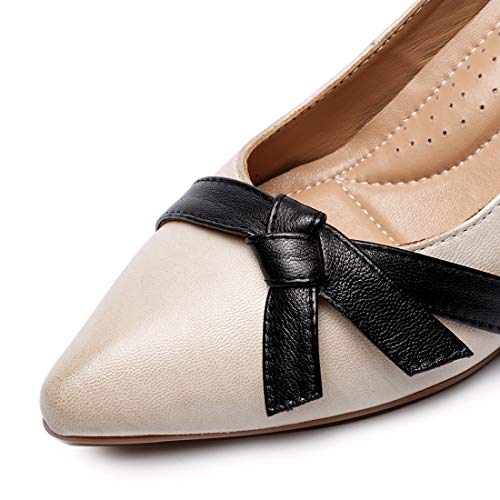 Image of Mona flying Women's Leather Elegant Bowknot Pointed Toe Dress Pumps Heels