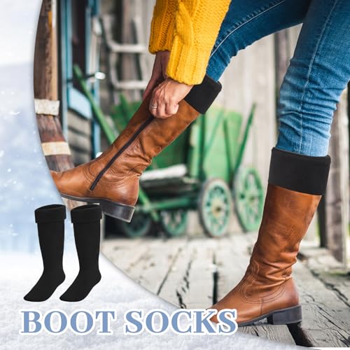 Image of Hercicy Hunting Boots Socks Rain Boot Liners Stitch Cable Snow Warm Fleece Socks for Hiking Outdoor