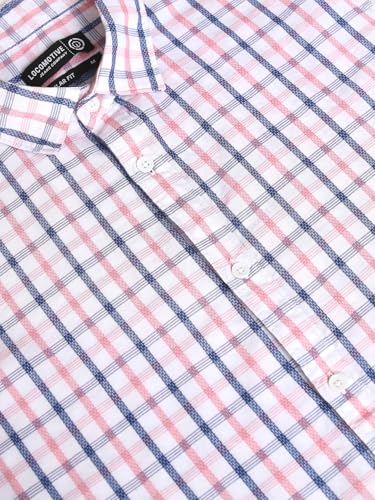Image of Locomotive Men's Regular Fit Shirts | Checked | Long Sleeves | Spread Collar | Casual Shirts | Stylish Shirt