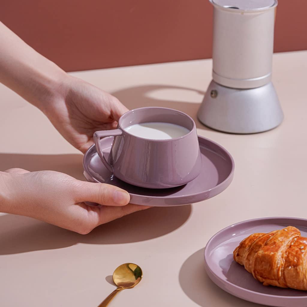 Koffiemok Theekopjes Theekop Keramische Koffiemok Theekopje En Schotel Lepel Sets Theekopjes Koffiemokken Voor Koffie Melkthee, 220 ml/7.4 Oz Koffiekopje Koffiekopjes Koffiekop (Color : A