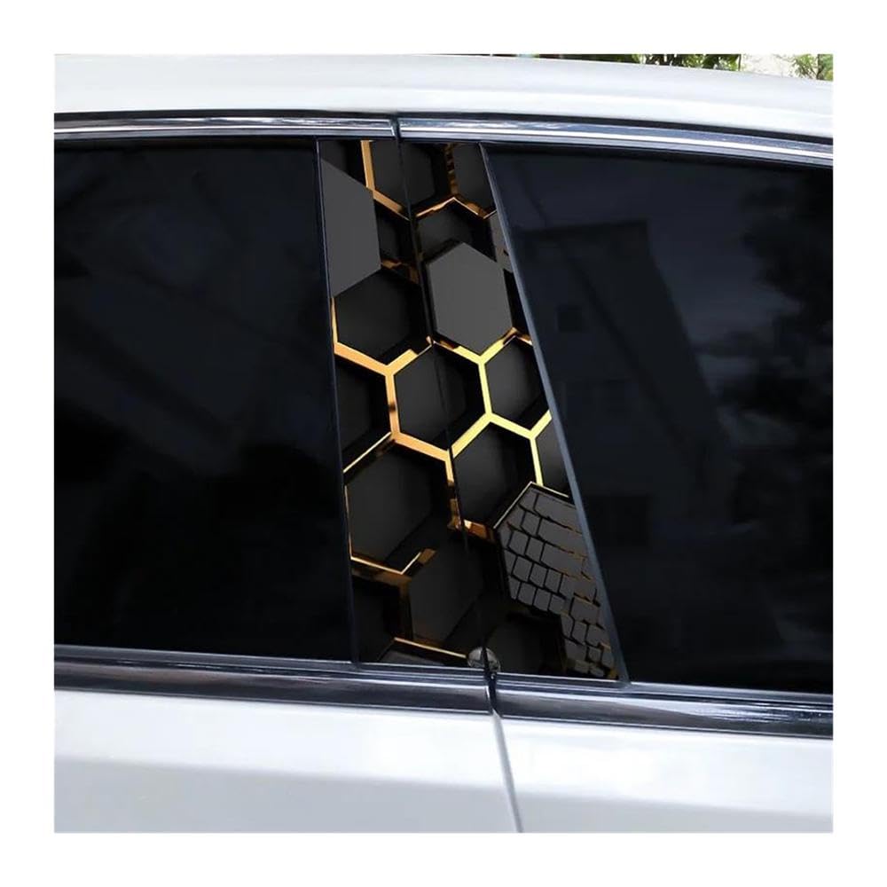Body Parts 2pcs Car Center Pillar Sticker Honeycomb Universe Auto B-Pillar Waterproof Protective Film(Type A)