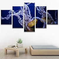 SIGNWIN 5 Panel Canvas Wall Art Colorful Fish Group Marine Life Multicolor Nautical Photography Realism Ultra for Home Decorations Ready to Hang - 60
