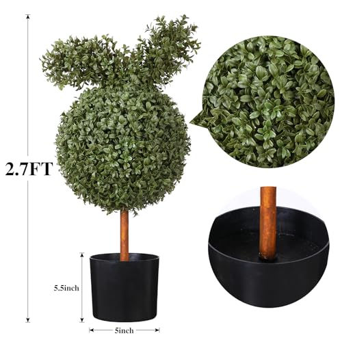 Árboles topiarios artificiales de conejo de 2.7 pies que resisten el sol sin perder el color verde 3