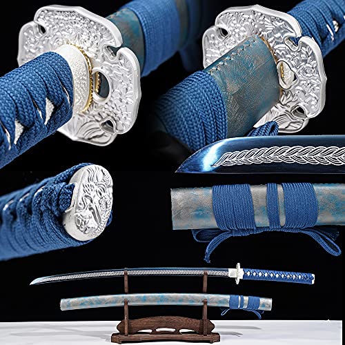 Handmade Full Tang 1060/1095 High Carbon Steel Damascus T10 Clay Tempering Cold Real Heat Tempered…