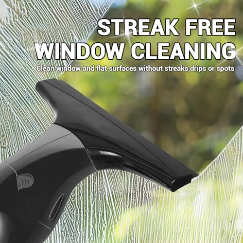 Image of Cordless Window Cleaner,Window Cleaner Squeegee Tool Set for Shower Glass and Strong Suction for Home, Mirror, Glass, Car Windshield, Countertop, Tiles