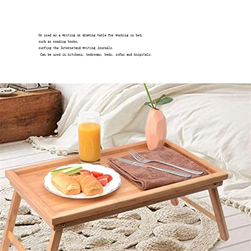 Walnuta Wooden Folding Laptop Table Breakfast Serving Bed Trays, Adjustable Foldable With Flip Top And Legs Computer Desk Stand #TOP4