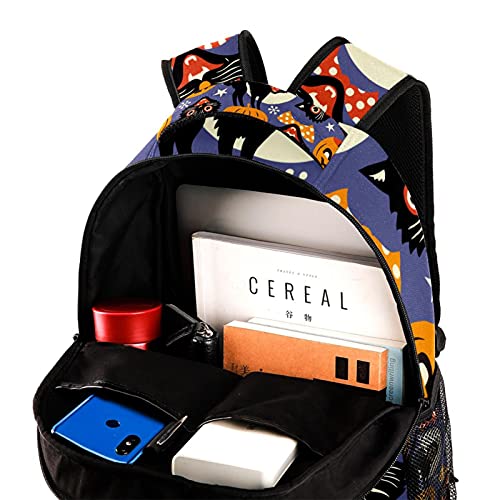 Sac à dos chat et oiseaux grand format multicolore pour l'école