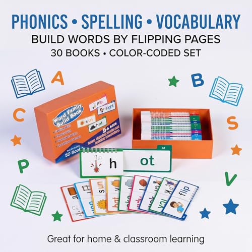 Image of 30 Word Family Build Book & Read and Rhyme Flip Book - Phonics & Sight Words Flash Cards for Preschool /Kindergarten, Fun Learning Tools for Classroom Homeschool to Master Early Reading