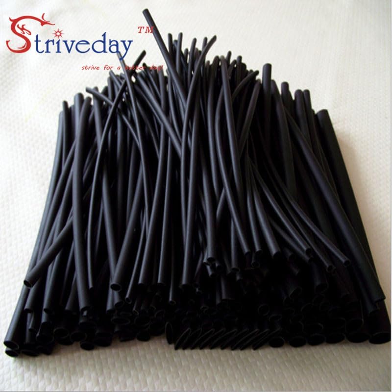 150 PCS/box 1MM 2MM 3MM 4MM 6MM 8MM Black Assortment Ratio 2:1 Polyolefin Heat Shrink Tube Tubing Sleeving Wrap Wire Cable Kit