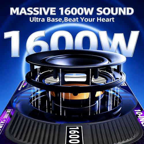 Image of 2026 Upgraded 1600W 10 inch Slim Under Seat Subwoofers with Amp & LED Ambient Lights for Truck /Car - Deep Bass, Individual Controls (LPF /Gain /Bass Boost), High Output Distortion-Free Audio