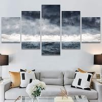 SIGNWIN 5 Panel Canvas Wall Art Modern Art Beach Coastal Expressive Global Multicolor Photography for Home Decorations Ready to Hang - 60