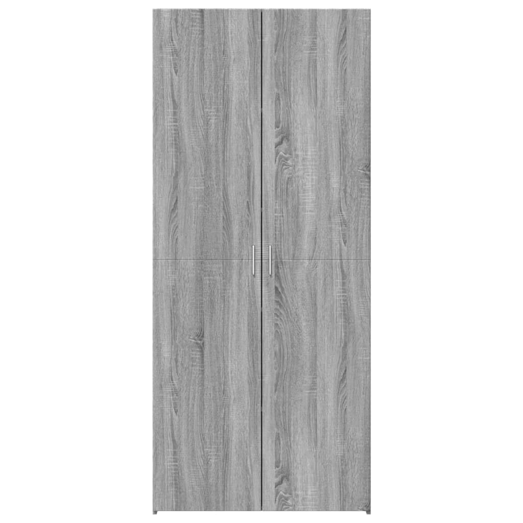 Higieniczna szafka Sonoma szara, 80 x 42,5 x 185 cm, szafka z drzwiami z materiału drewnopochodnego, regał stojący do sypialni, salonu, wszechstronne przechowywanie mebli