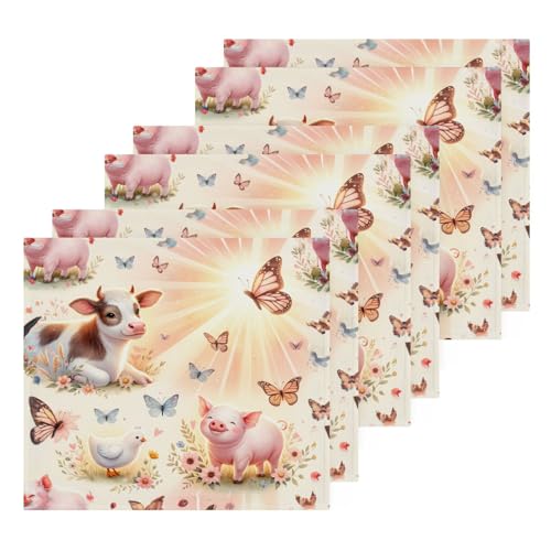 YANENDIE Cute Farm Animals Washcloths Towels, Highly Absorbent and Soft Cotton Face Cloths, 6 Pack Quick Dry Wash Cloths - 12 X 12 Inches