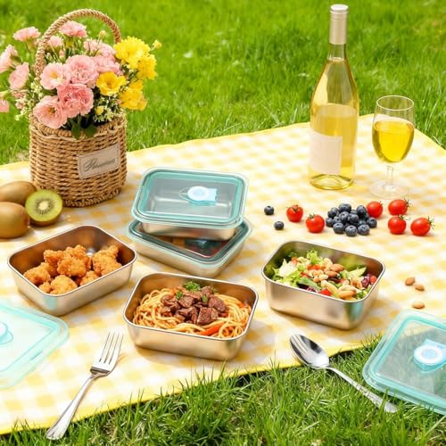 Image of Honbuty Stainless Steel Food Storage Containers with Lids | Leakproof, Oven & Freezer Safe | Meal Prep & Lunch Boxes | Snack Container | Reusable Meal Prep Boxes (2)