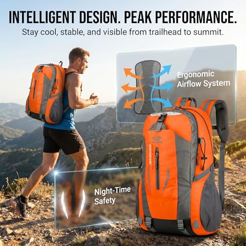 Mochila impermeable deportiva plegable color naranja miniatura 5