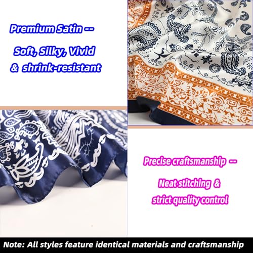 GoldenLife 35” Large Square Satin Head Scarf - 2Pcs Satin Hair Scarf Silk Bandana Head Wraps For Women3