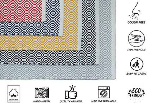 Image of Multipurpose Pooja Mat, Aasan Mat for Meditation, Formal Sitting Mats 100% Cotton Thick Square Puja Matt. Size - 70X70 cm Yellow