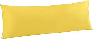 FLXXIE Body Pillow Cover - Super Soft Microfiber 20x54 Body Pillow Case - Envelope Closure, Wrinkle, Stain Resistant Yellow Body Pillowcase 20x54, Yellow