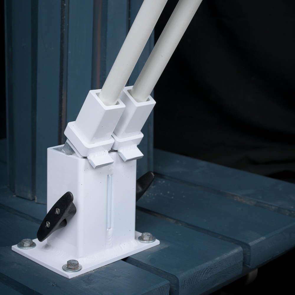 Mooring Whips DualSystem boats over 35'.4-solid fiberglass poles 14' x 1"-7' sections dense UV resistant will not delaminate new pole coupling. Swivels and locks in a vertical position.