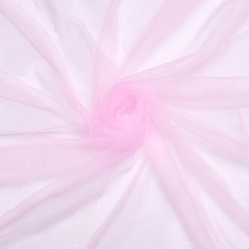 OLYCRAFT 200cm Light Pink Tulle Fabrics 162cm Wide Pink Tulle Roll Bolt 0.1mm Thick Mesh Fabric Gauze Mesh Bolt Net Chinlon Tulles for Wrapping DIY Sewing Crafts Wedding Party Decorations