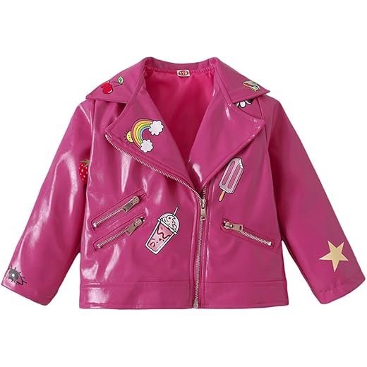 Girls Full Sleeves Peach Biker Jacket