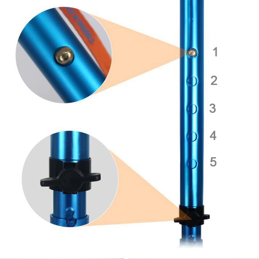 Bastón cuádruple para Caminar, Sentarse para Ponerse de pie, bastón Antideslizante con 4 Patas, bastón telescópico para Hombres y Mujeres Mayores (Color : Blue)