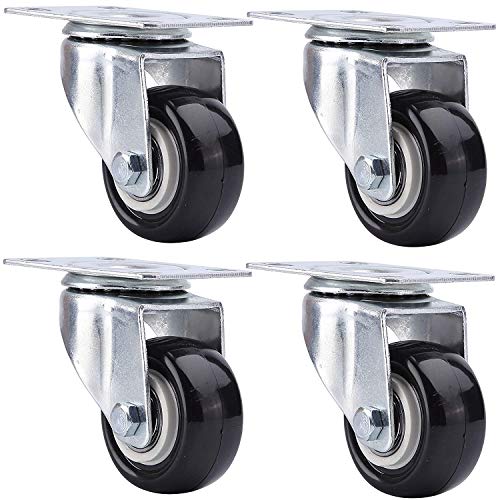 Amazing 🔥 VESLA HOME 4 Pack 2" 360 Degree Top Plate & Bearing 100lb Each Capacity Heavy Duty Caster Chair Wheels PU Rubber Swivel Casters