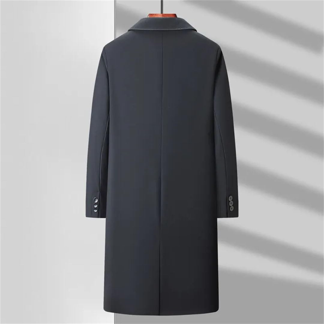 Uomini Tinta unita Risvolto Trenchcoat Pulsante Con Tasche Cappotto Affari Casual Trench Capispalla