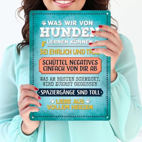 Was wir von Hunden lernen können Metallschild XXL