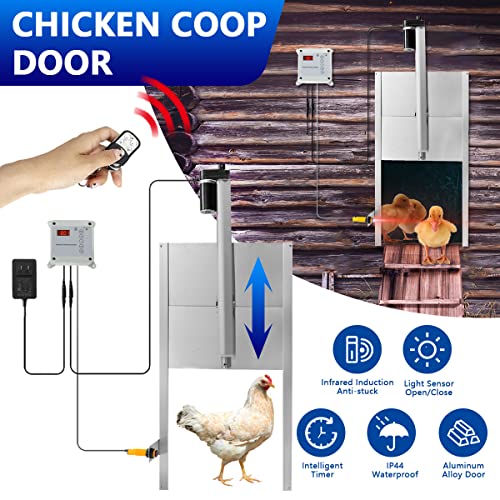Petcozife Automatische Hühnertür, Elektrische Hühnerklappe Inklusive Schieber, Alu-Hühnertür Set mit Lichtsensor und… – Bild 5