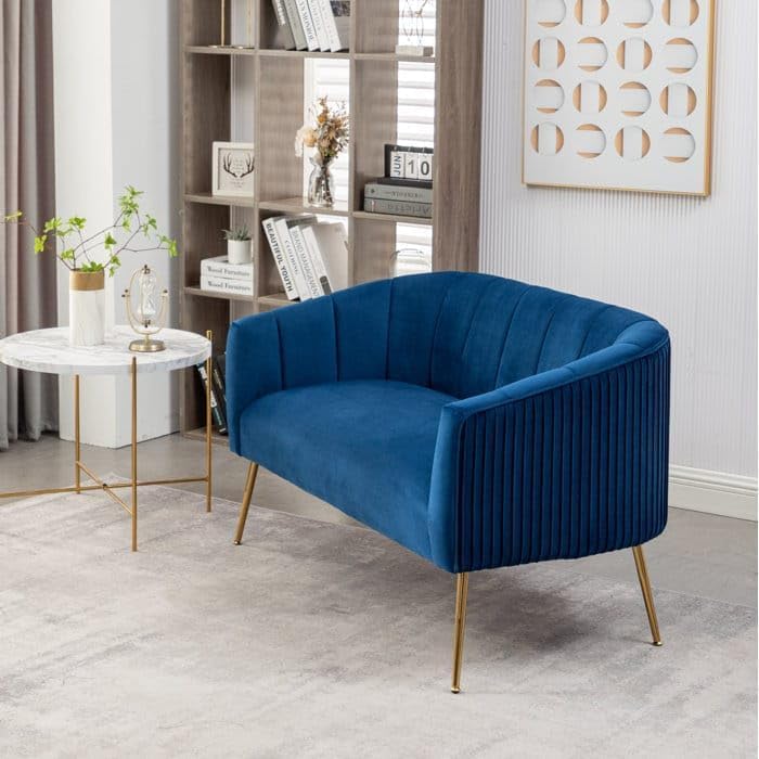 Image of 2-Seater,Loveseat Sofa Couch for Home and Living Room Bedroom & Office and Hallway Sofa (Blue)