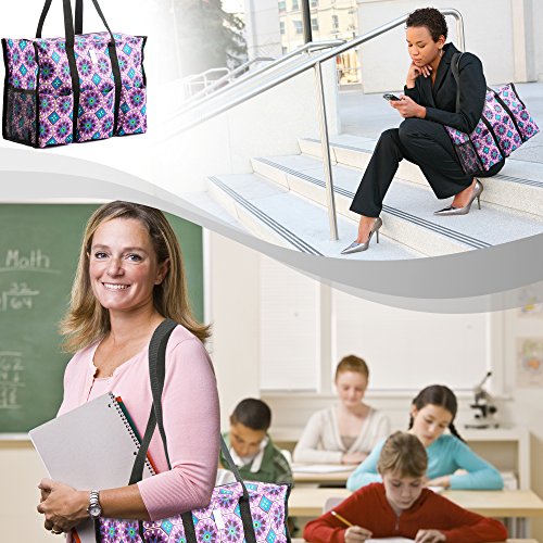Nursescape Utility Tote With Pockets & Compartments-Perfect Nurse Tote Bag, Teacher Bag, Work Bags For Women & Craft Tote (Morocco Tiles) #TOP3