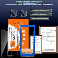 IMBZBK für iPhone 13 für Panzerglas, Auto-Installation, mit Kameraschutz, 9H+ Härte Schutzfolie, Militärstandard Schutz Folie, Stoßfest Kratzfest, 3+3 Stück – Ansicht 5