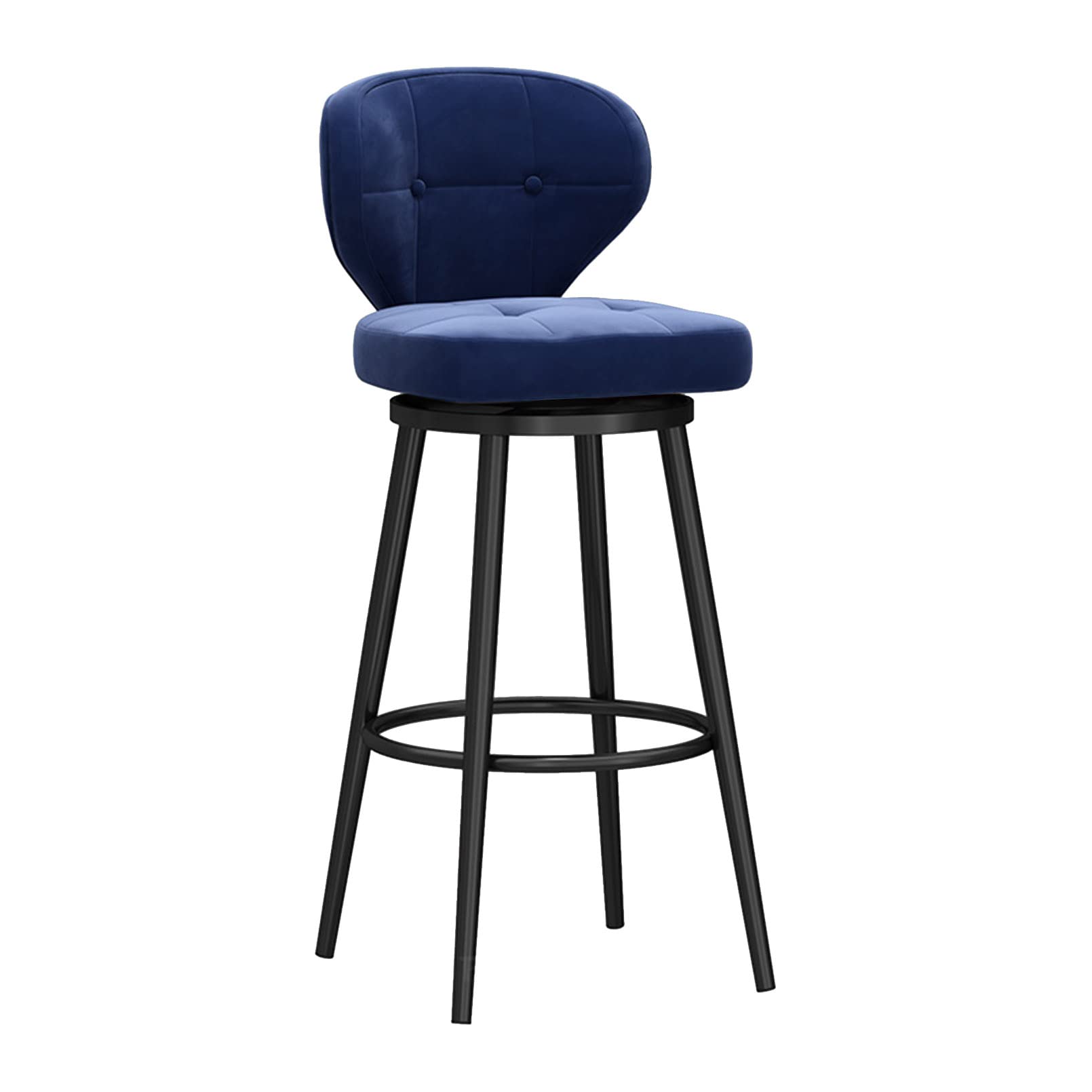 LUUYYI Set di 4 sgabelli da bar girevoli moderni in velluto con schienale basso verde, sedie da cucina a isola per colazione a casa, eleganti gambe in metallo nero incluse (blu, 1 pezzo)
