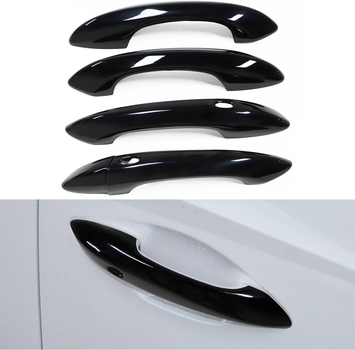 Exterior Door Handle Cover Compatible for 2022 2023 2024 Hyundai Tucson Accessories Door Handle Protector Trim with 2 Hole for Auto Lock Sensors (Carbon Fiber Pattern)