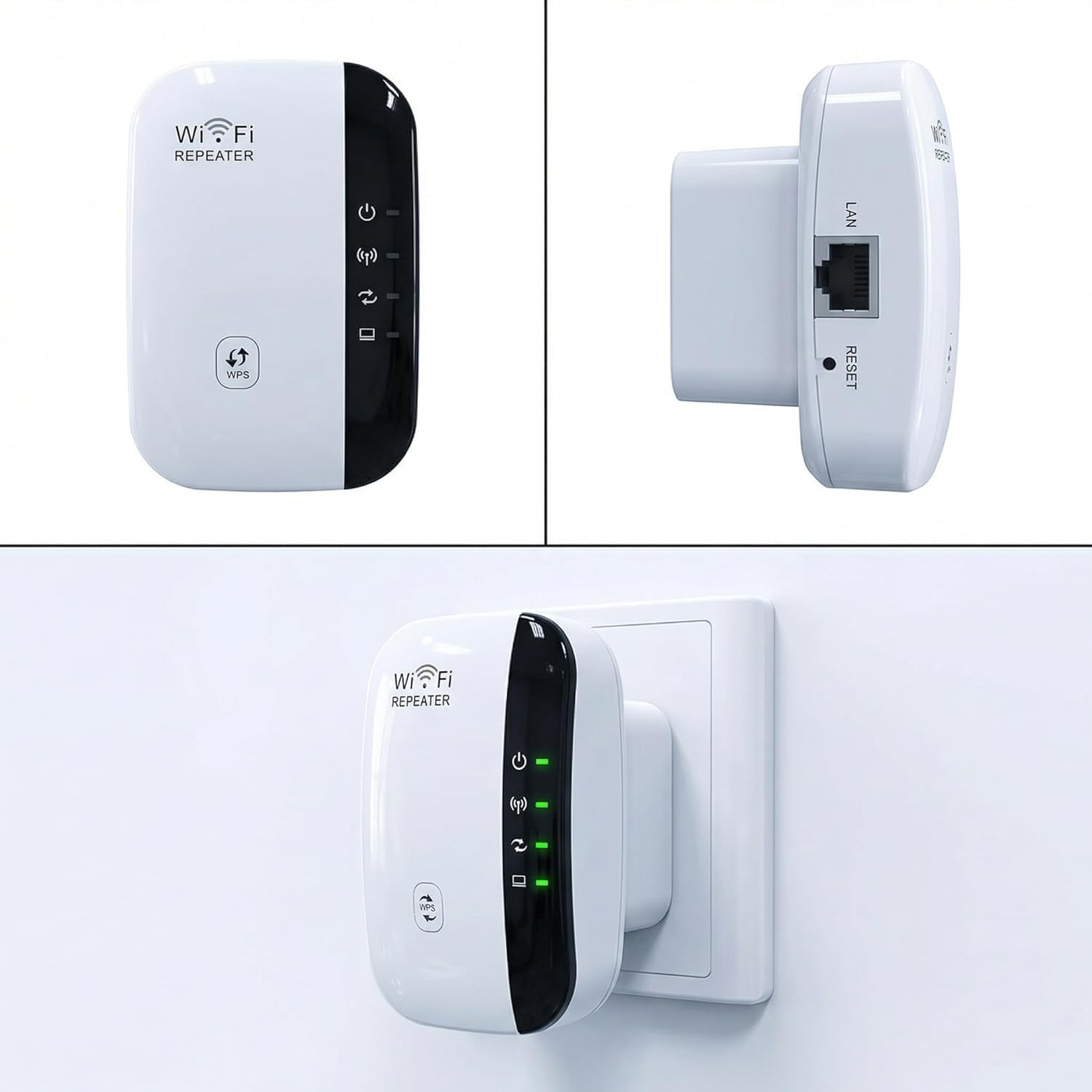Amplificateur WiFi répéteur 300 m² 45 appareils Port Ethernet Installation Rapide Prise européenne
