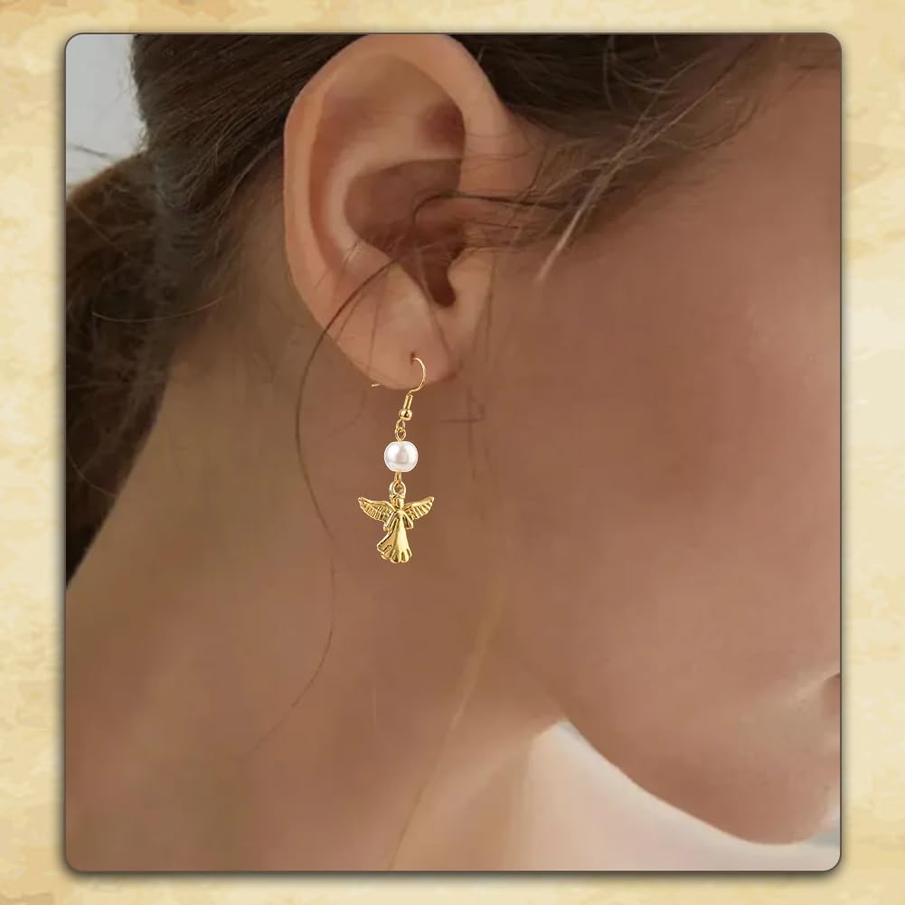 SUNNYCLUE 1 Box 40Pcs Angel Charms Angel Wings Charm Christmas Tibet Style Golden Guardian Fairy Lucky Pendants for Jewelry Making Findings DIY Earrings Necklace Bracelets Supplies Women Adults - Image 5